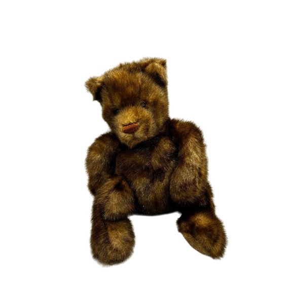 Gund 14" MINKY Teddy Bear Brown Jointed Plush #6421 Retired 1999 Faux Mink - Picture 1 of 6